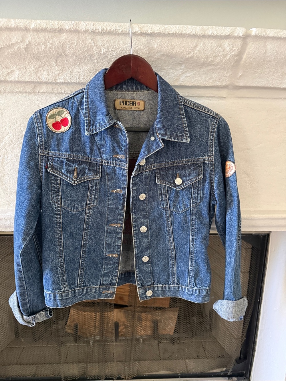 Pacha Blue Denim Jacket with Cherry Patch